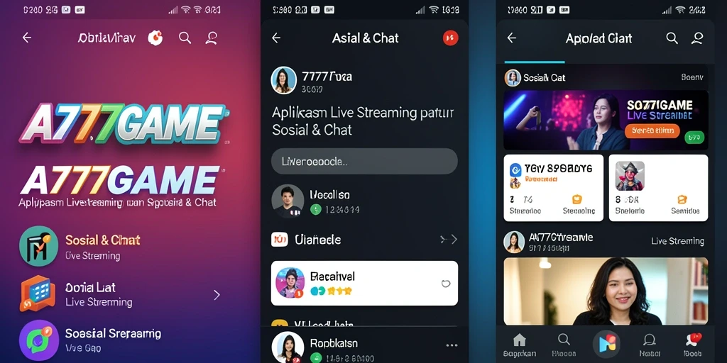 Tampilan antarmuka A777GAME saat melakukan Live Streaming yang menarik dan interaktif.