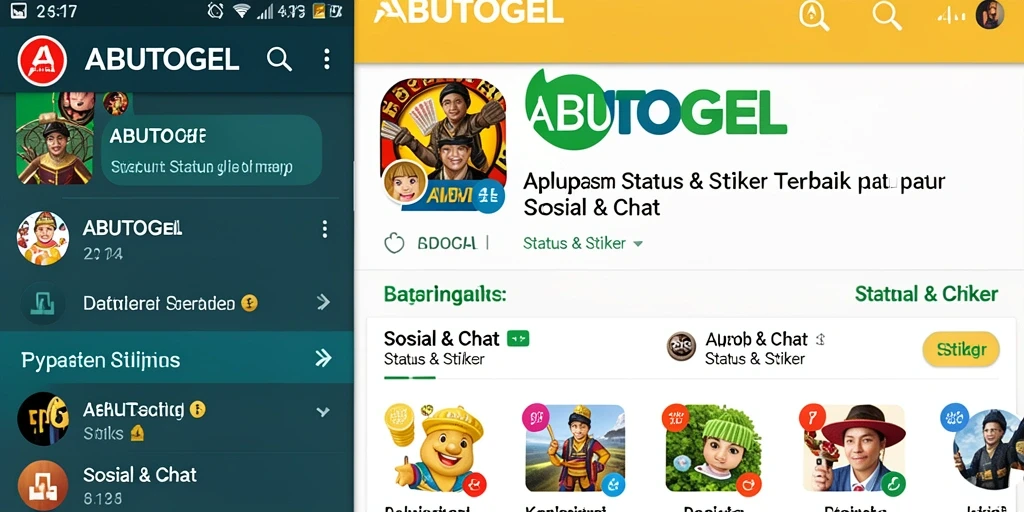 Antarmuka aplikasi ABUTOGEL dengan pilihan stiker yang beragam.