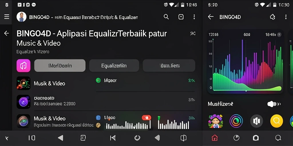 Tampilan antarmuka aplikasi BINGO4D dengan fungsi Equalizer yang lengkap.