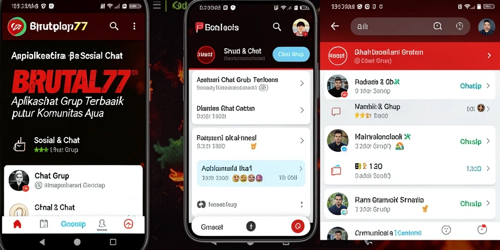 Tampilan antarmuka utama aplikasi Chat Grup BRUTAL77.