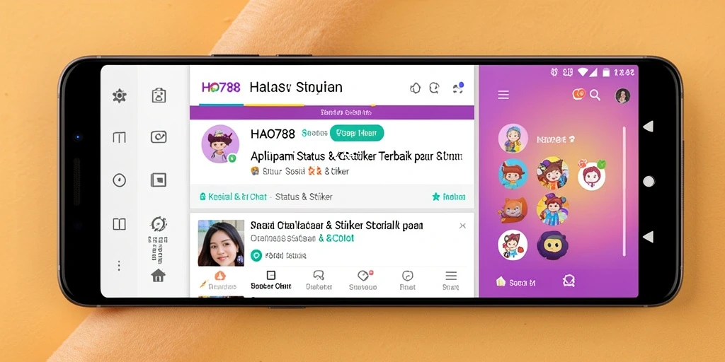 Antarmuka HAO788 dengan berbagai pilihan stiker dan status.