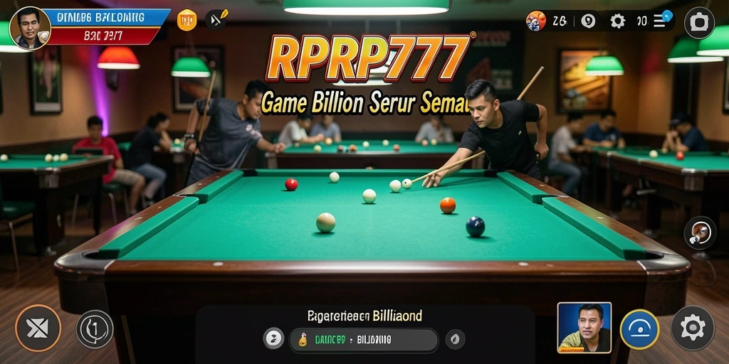 Antarmuka menarik dari game Billiard RPRP777 dengan berbagai mode permainan.