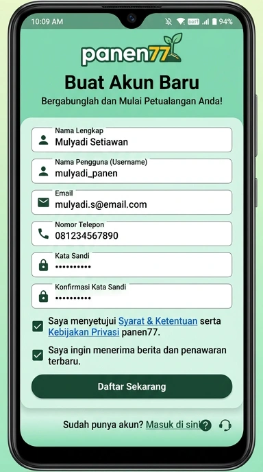 Bergabung dengan panen77: Cara Membuat Akun Baru